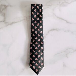 Vintage Christian Dior Monsieur Tie- Black with Small Paisley Details- 100% Silk